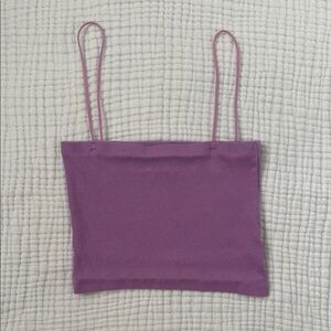 Zara Purple Ribbed Crop Top